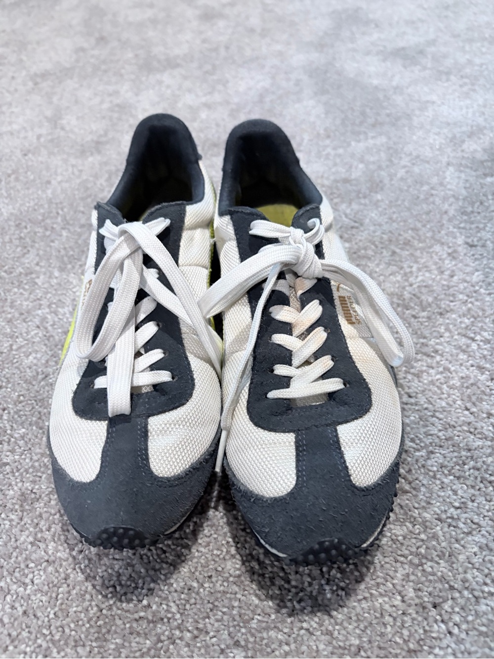 Puma Women's White and Neon Yellow Low-Top Sneakers - Picture 2 of 6